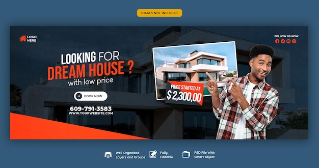 PSD real estate house property facebook cover banner template