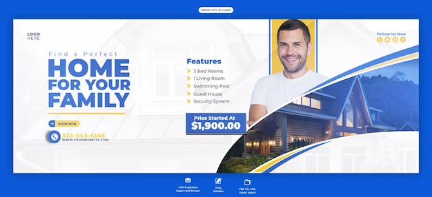 Real estate house property facebook cover banner template