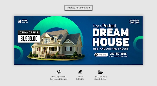 PSD real estate house property facebook cover banner template