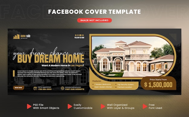 PSD real estate house and property facebook cover or web banner design template