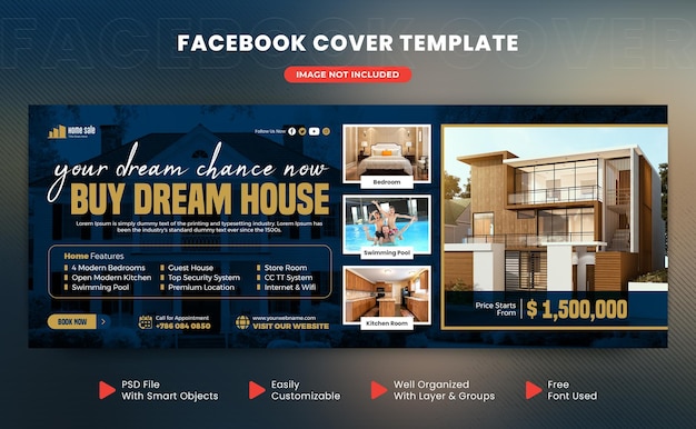 Real estate house and property facebook cover or web banner design template