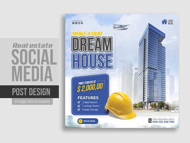 Real estate house property facebook post or social media banner template