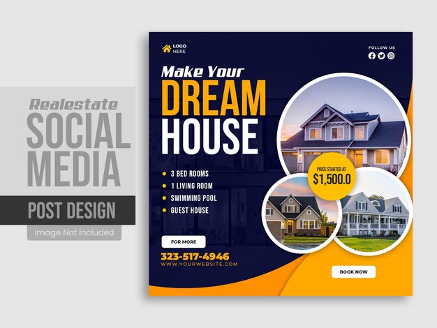 Real estate house property facebook post or social media banner template