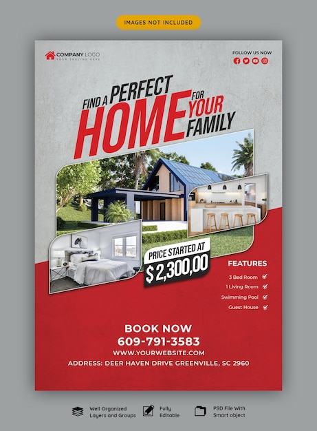 Real estate house property flyer poster template