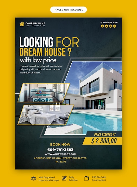 PSD real estate house property flyer poster template