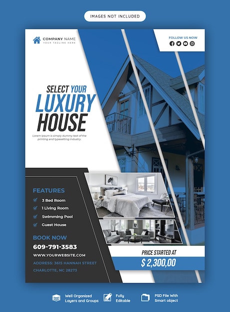 PSD real estate house property flyer poster template