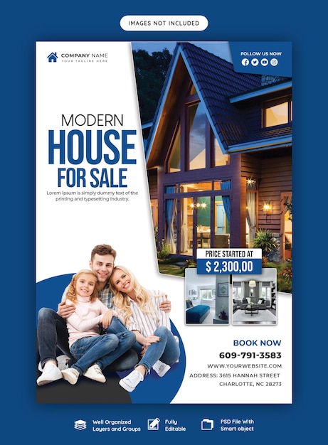 Real estate house property flyer poster template