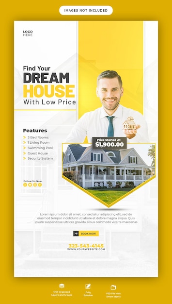 PSD real estate house property instagram and facebook story template