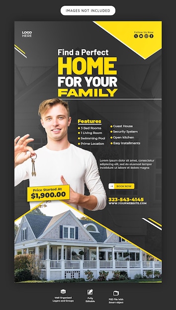 PSD real estate house property instagram and facebook story template