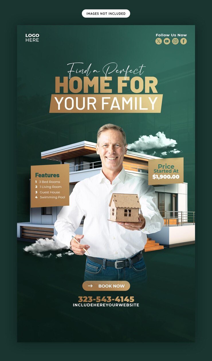 PSD real estate house property instagram and facebook story template