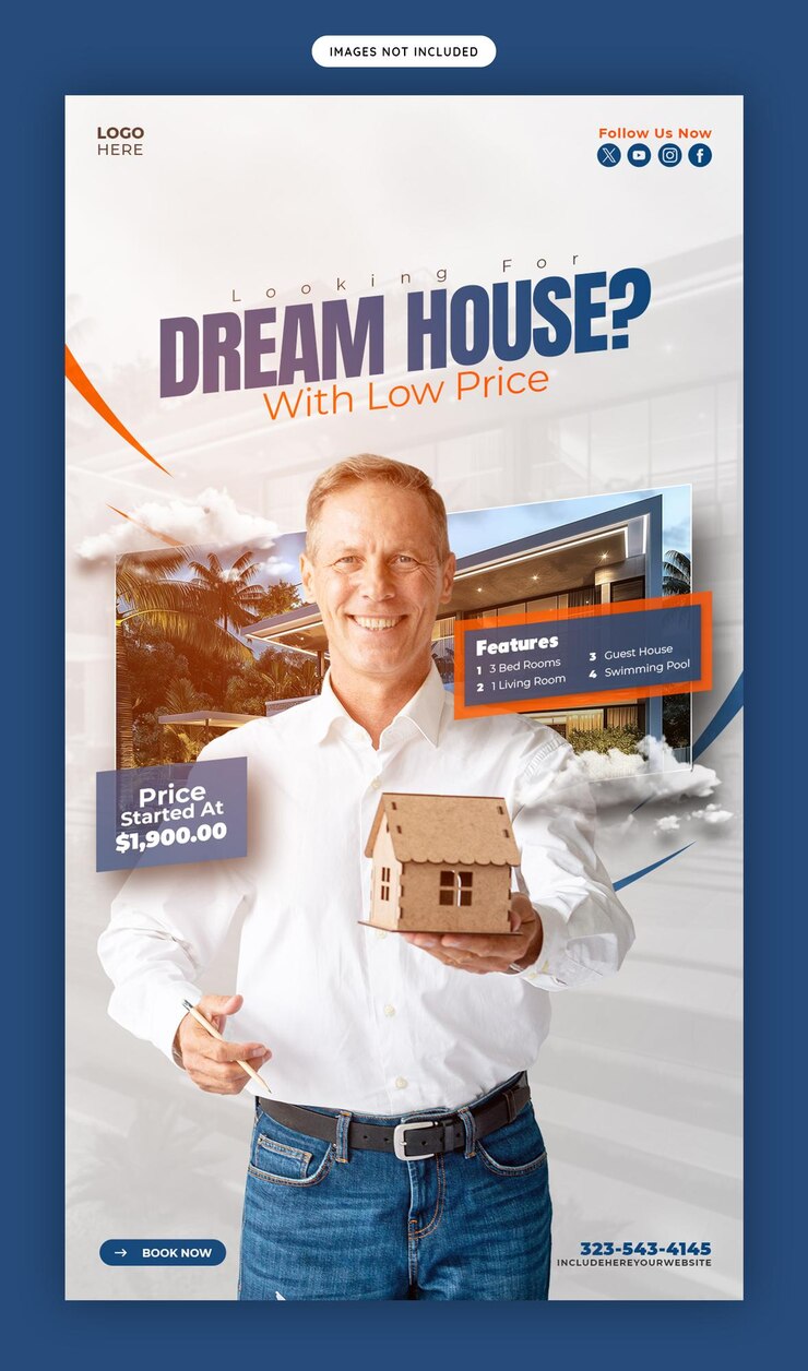 PSD real estate house property instagram and facebook story template
