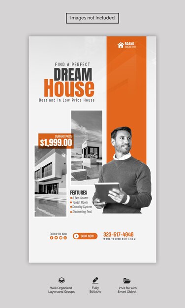 PSD real estate house property instagram and facebook story template