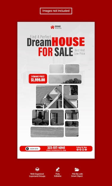 PSD real estate house property instagram and facebook story template