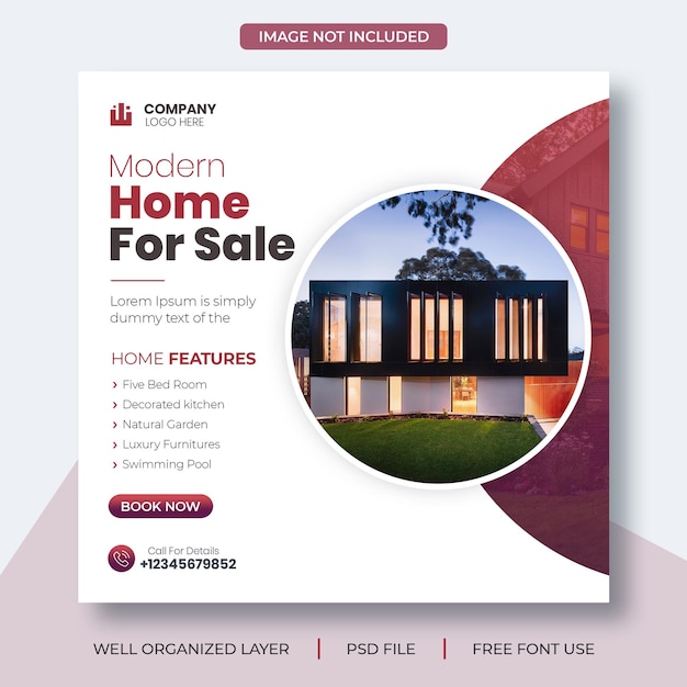 Real estate house property instagram post and business social media square flyer template