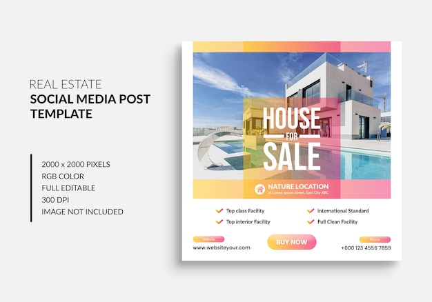不動産家のプロパティのinstagramの投稿または正方形のwebバナー広告テンプレート
