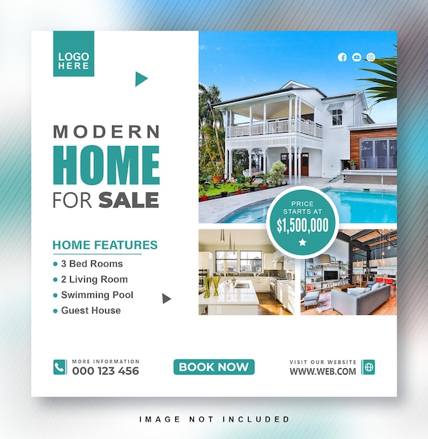 Real estate house property instagram post or social media banner design