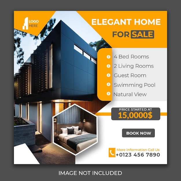 Real estate house property instagram post or social media banner template psd