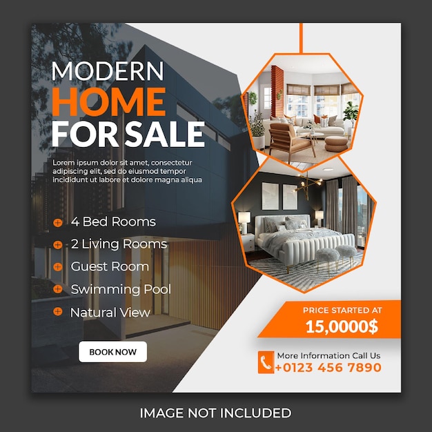 Real estate house property instagram post or social media banner template psd