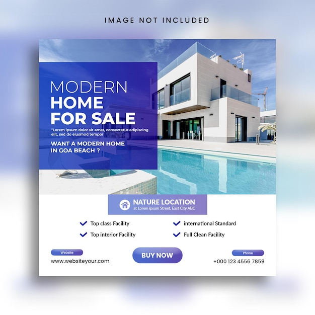 Real estate house property instagram post or social media banner template