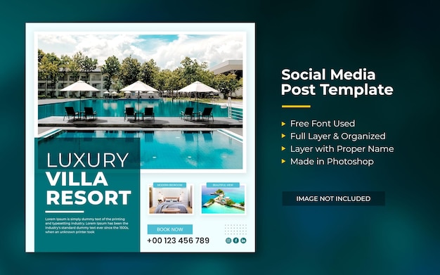 PSD real estate house property instagram post or social media banner template