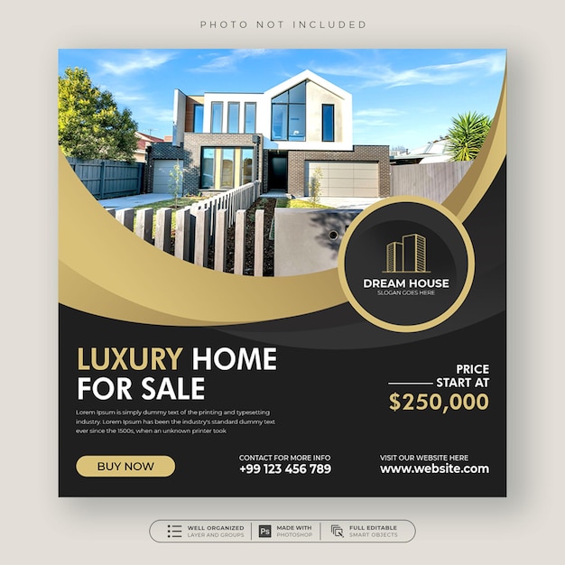 Real estate house property instagram post or social media banner template