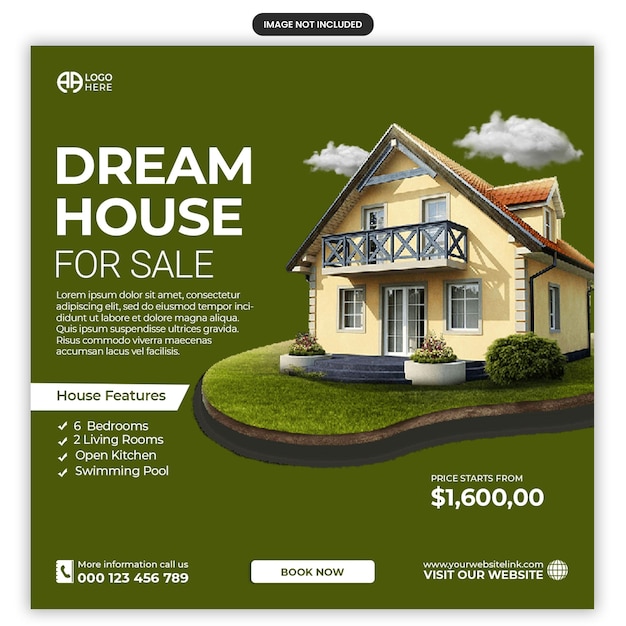 Real estate house property instagram post or social media banner template