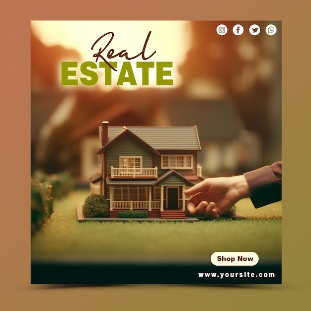 Real estate house property instagram post or social media banner template