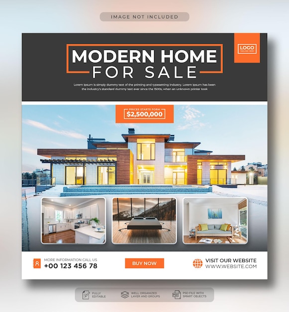 Real estate house property instagram post or square flyer web banner advertising template