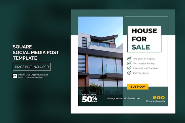 Real estate house property instagram post or square web banner advertising template