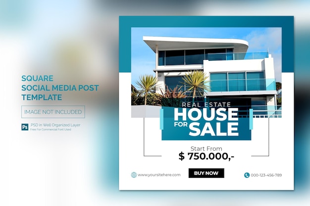 Real estate house property instagram post o square web banner advertising template