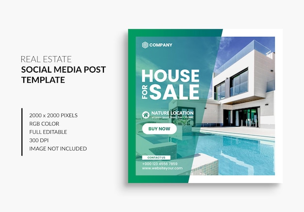 Real estate house property instagram post or square web banner advertising template