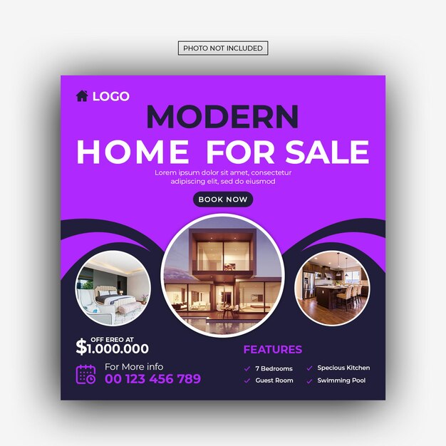 Real estate house property instagram post or square web banner advertising template