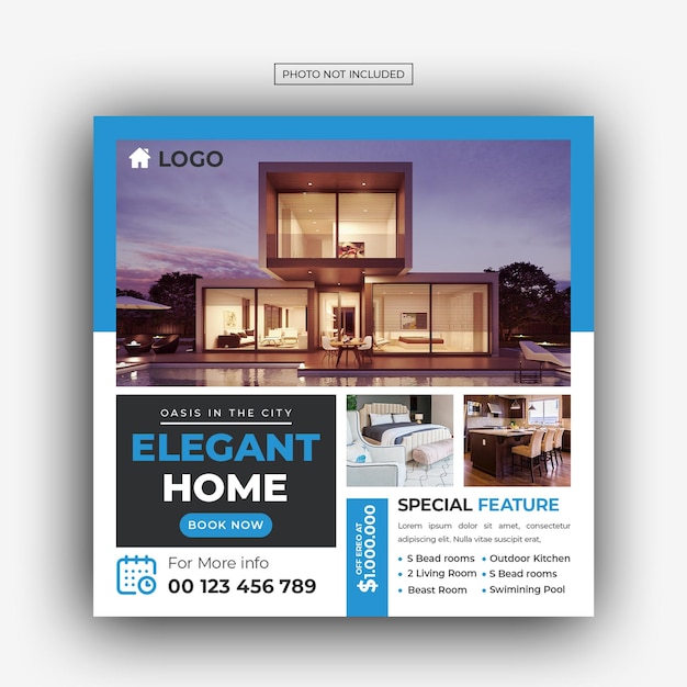 Real estate house property instagram post or square web banner advertising template