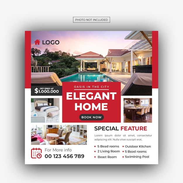 Real estate house property instagram post or square web banner advertising template