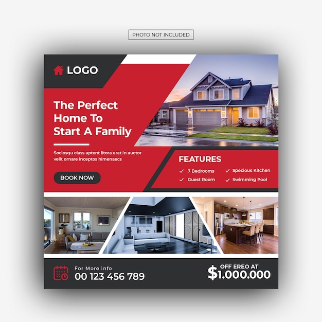 Real estate house property instagram post o square web banner advertising template