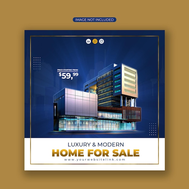 Real estate house property Instagram post or square web banner advertising template