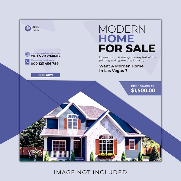 Real estate house property instagram post or square web banner promo template