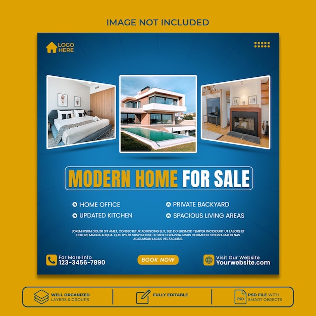 Real estate house property instagram post or square web banner promo template