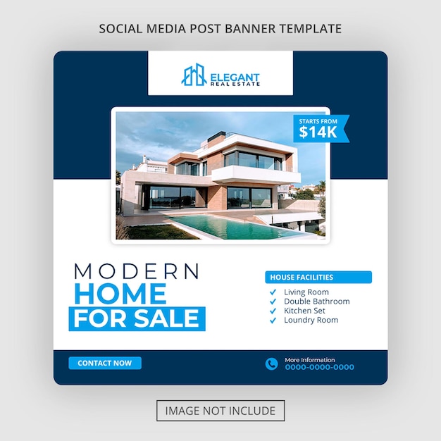 Post di instagram di proprietà della casa immobiliare o modello di banner web quadrato psd