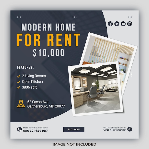 PSD real estate house property instagram post or square web banner template