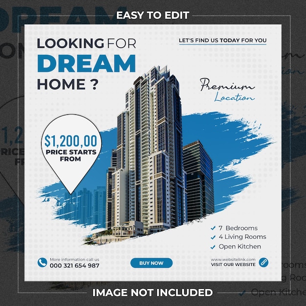 PSD real estate house property instagram post or square web banner template