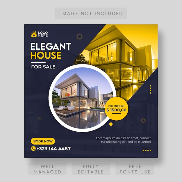 Real estate house property instagram post or square web banner template