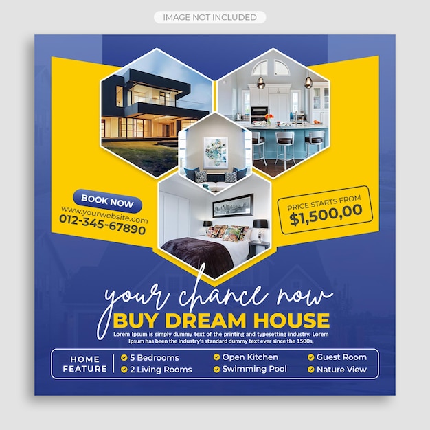 Real estate house property instagram post or square web banner template