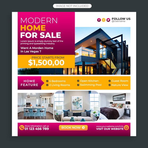 Real estate house property instagram post or square web banner template