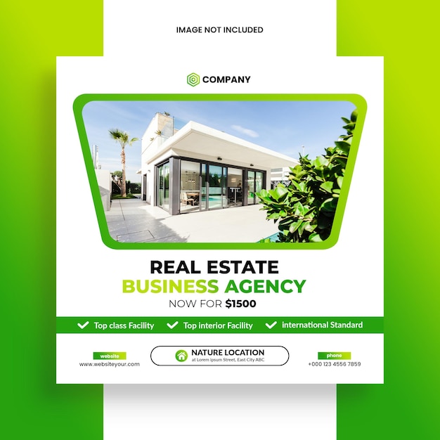 Real estate house property instagram post or web banner advertising template