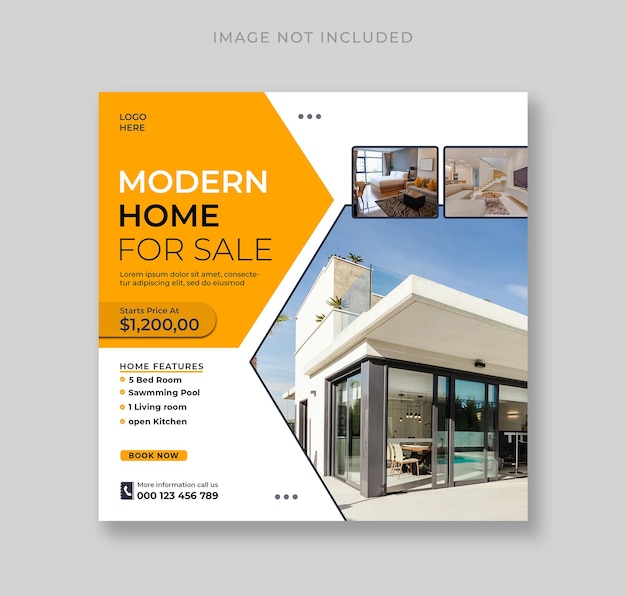 Real estate house property instagram and social media banner post template design