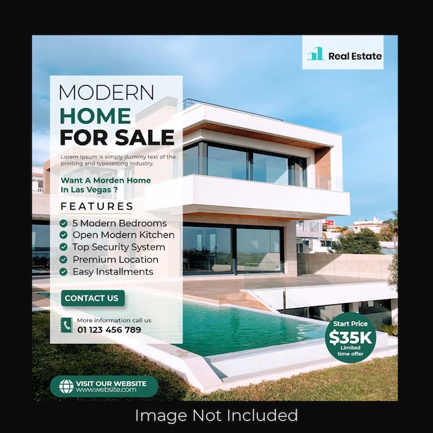 PSD real estate house property post or square web banner template