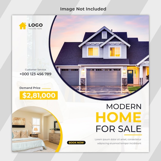 Real estate house property post or square web banner template