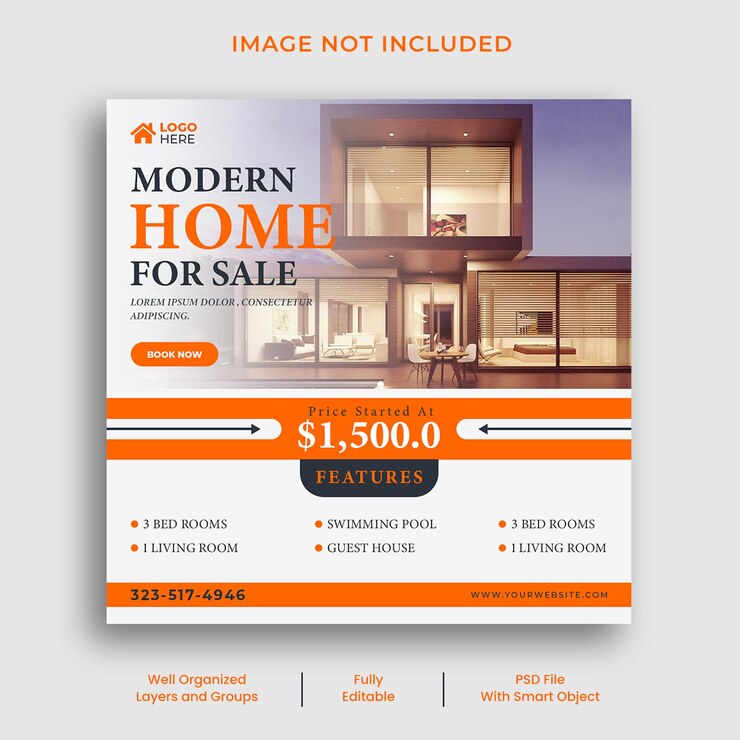 Real estate House Property sale social media web banner template and Instagram post template design
