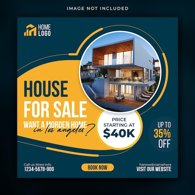 PSD 부동산 집 부동산 판매 사각형 배너 또는 소셜 미디어 instagram 게시물 템플릿